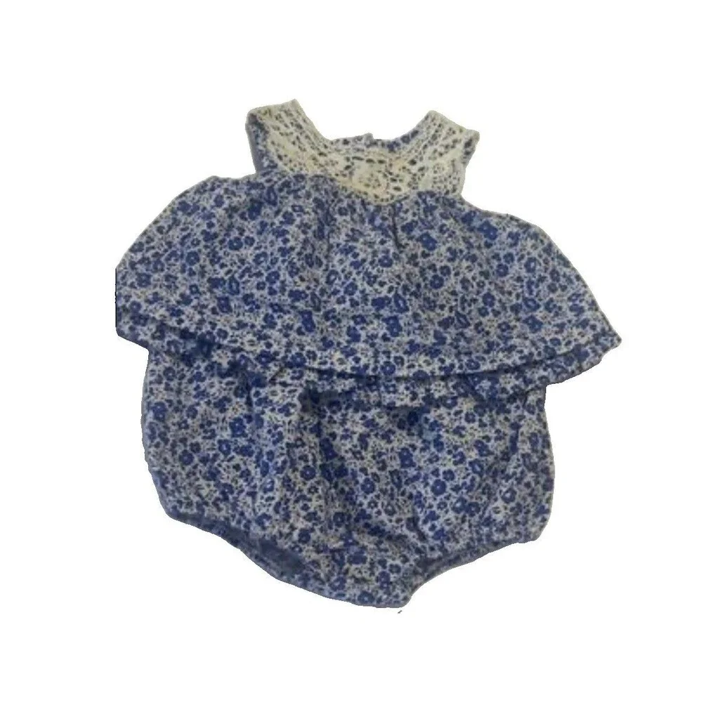 Girl Ralph Lauren Ralph Lauren Blue Floral Bubble Romper Grand Millennial 3M￼